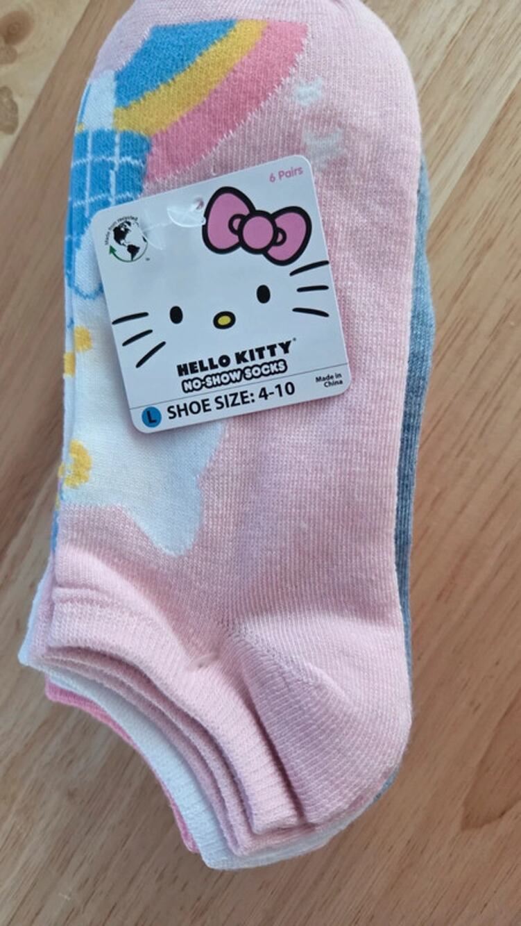 Hello Kitty No-Show Socks 6-Pack | Licensed Sanrio Pastel Anklets Size 4-10